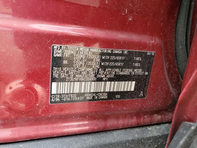 2T3G1RFV6KC004900 Toyota RAV4 LE