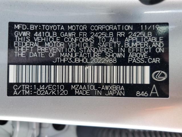 JTHP3JBH0L2022988 Lexus UX 200
