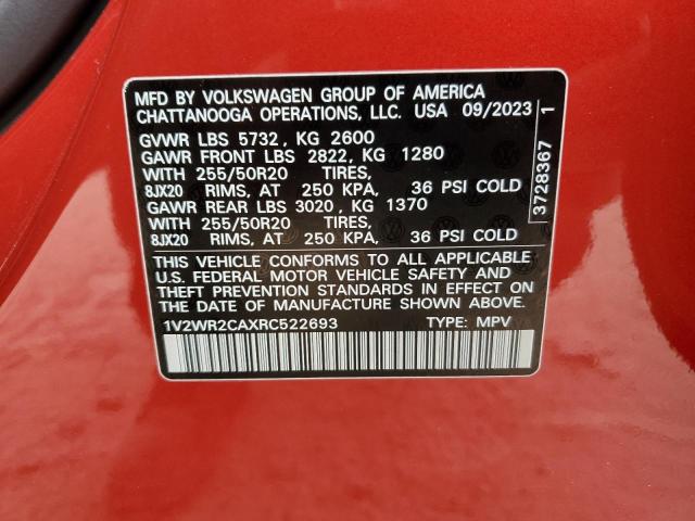 1V2WR2CAXRC522693 Volkswagen ATLAS SE