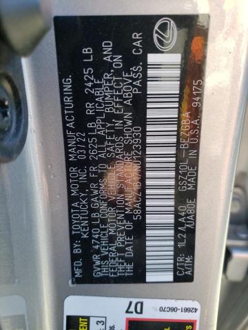 58ACZ1B17NU123930 Lexus Es 350 Base