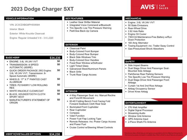 2C3CDXBG8PH559584 Dodge Charger Sxt