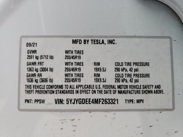 5YJYGDEE4MF263321 Tesla Model Y