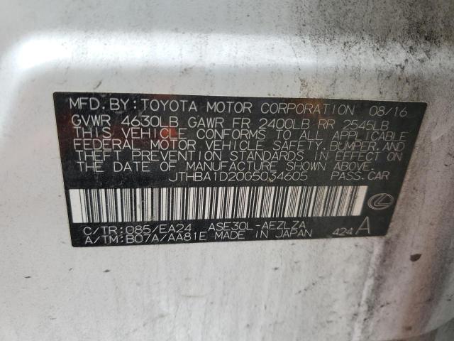 JTHBA1D20G5034605 Lexus IS 200T