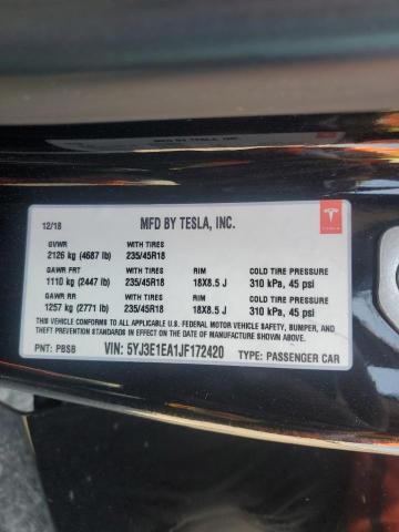 5YJ3E1EA1JF172420 Tesla MODEL 3