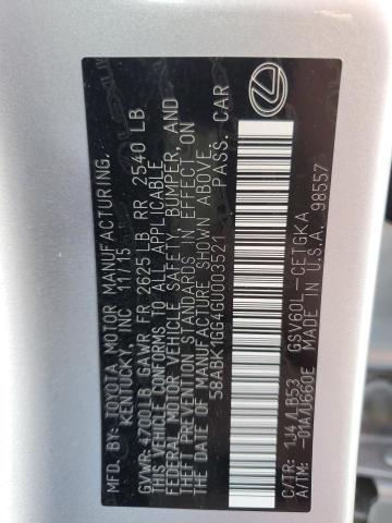 58ABK1GG4GU003521 Lexus ES 350