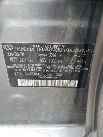 5NPD84LF8JH374006 Hyundai ELANTRA SEL