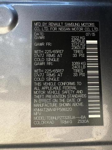 KNMAT2MV4FP586120 Nissan ROGUE S
