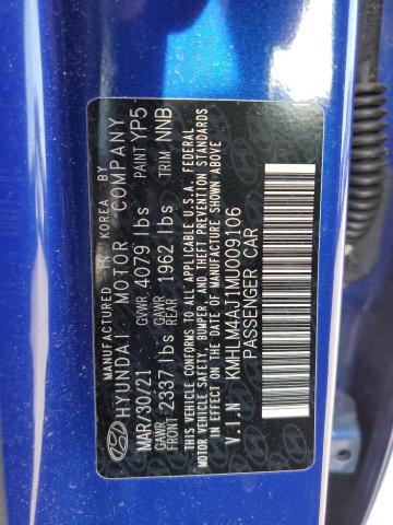 KMHLM4AJ1MU009106 Hyundai Elantra Blue