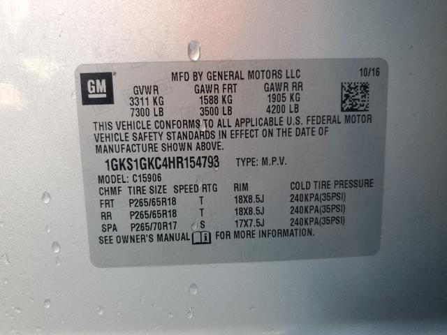 1GKS1GKC4HR154793 GMC Yukon Xl C1500 Slt