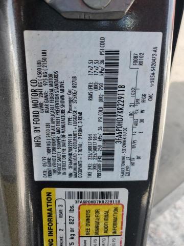 3FA6P0HD7KR229118 Ford FUSION SE
