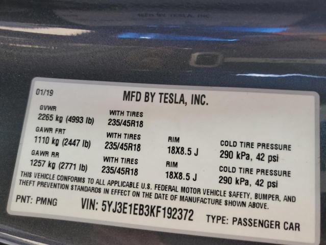 5YJ3E1EB3KF192372 Tesla MODEL 3