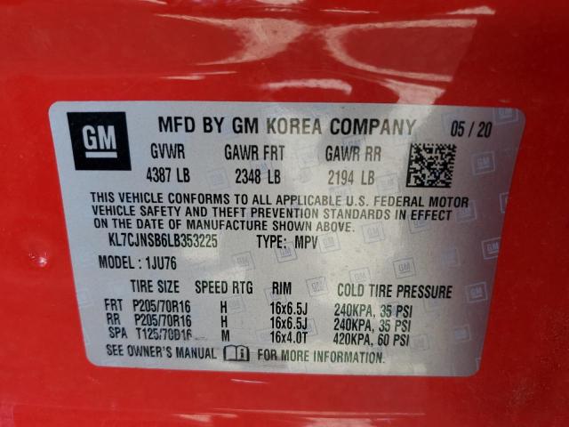 KL7CJNSB6LB353225 Chevrolet TRAX LS