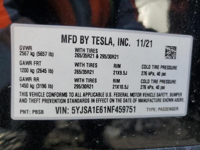 5YJSA1E61NF459751 Tesla MODEL S