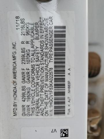 1HGCV1F53KA022578 Honda ACCORD EXL