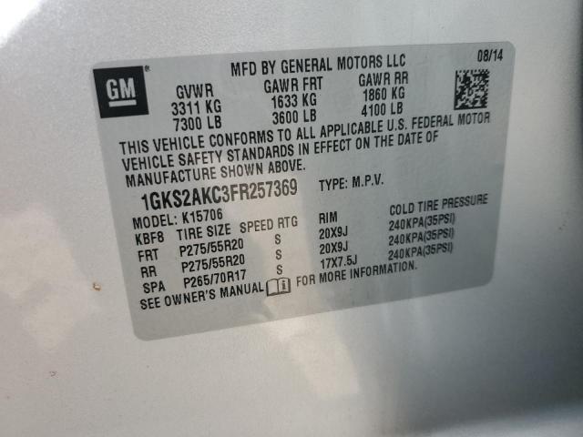 1GKS2AKC3FR257369 GMC YUKON SLE