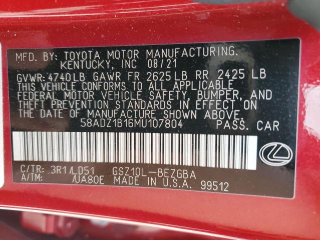 58ADZ1B16MU107804 Lexus Es 350 Base