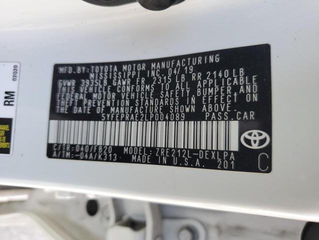 5YFEPRAE2LP004089 Toyota COROLLA LE