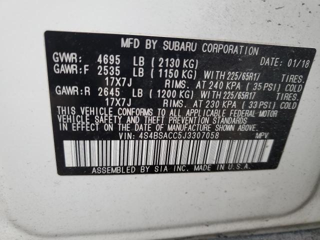 4S4BSACC5J3307058 Subaru Outback 2.5i Premium
