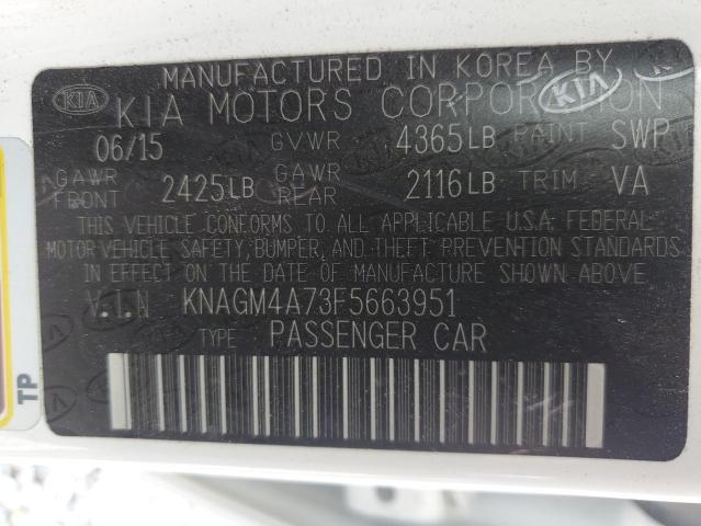KNAGM4A73F5663951 KIA Optima Lx