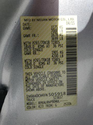 1N6BA0CH4FN505958 Nissan TITAN S