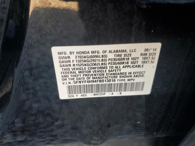 5FNYF4H94FB013016 Honda Pilot Touring