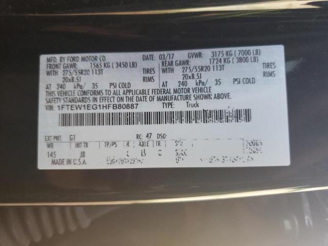 1FTEW1EG1HFB80887 Ford F150 Supercrew