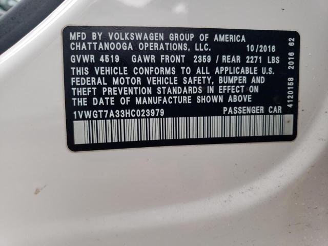 1VWGT7A33HC023979 Volkswagen PASSAT SE