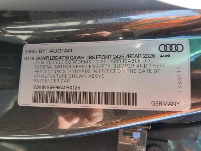 WAUB1GFF9KA083125 Audi S3 Premium Plus