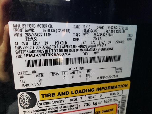 1FMJK1MT9KEA03764 Ford Expedition Max Platinum