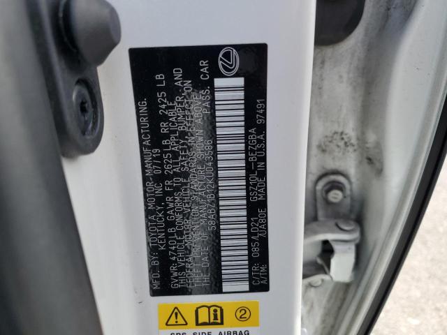 58ABZ1B12KU043586 Lexus ES 350