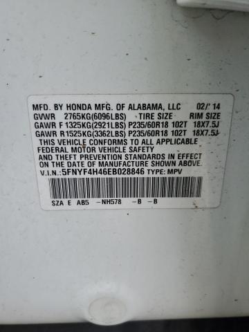 5FNYF4H46EB028846 Honda Pilot Ex