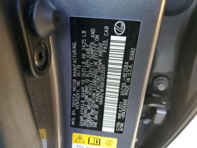 58ABZ1B10KU033591 Lexus ES 350