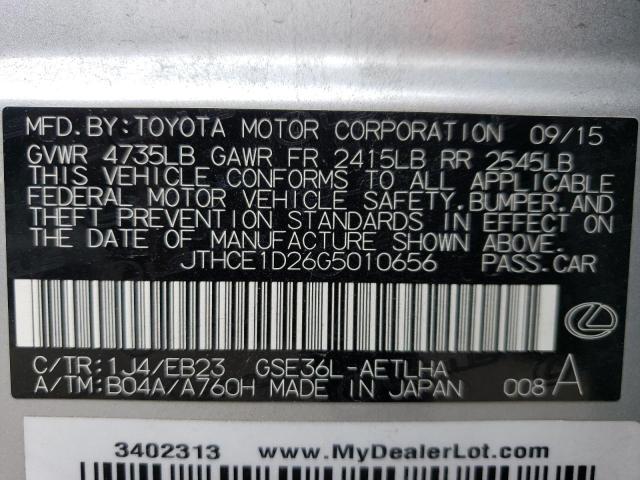 JTHCE1D26G5010656 Lexus IS 350