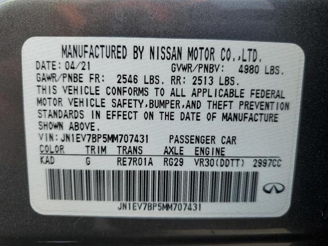 JN1EV7BP5MM707431 Infiniti Q50 LUXE