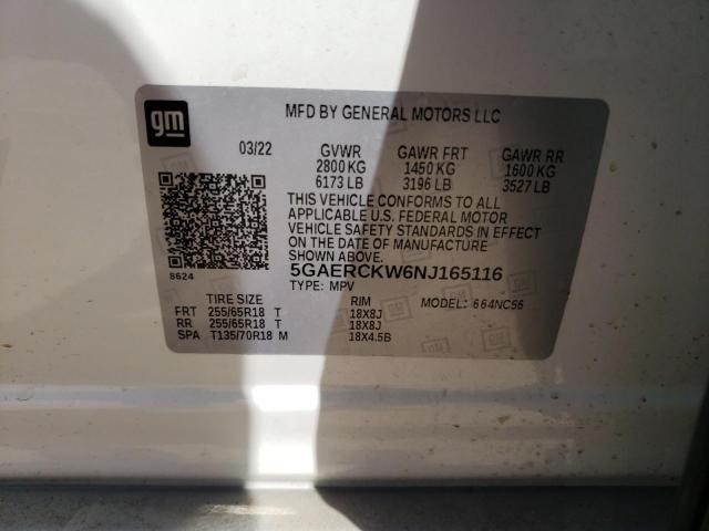 5GAERCKW6NJ165116 Buick Enclave Premium