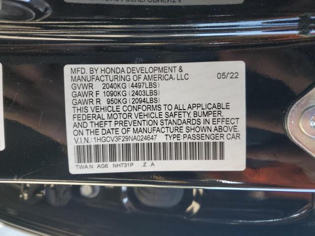 1HGCV3F29NA024647 Honda Accord Hybrid Sport