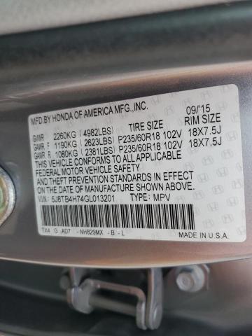 5J8TB4H74GL013201 Acura Rdx Advance