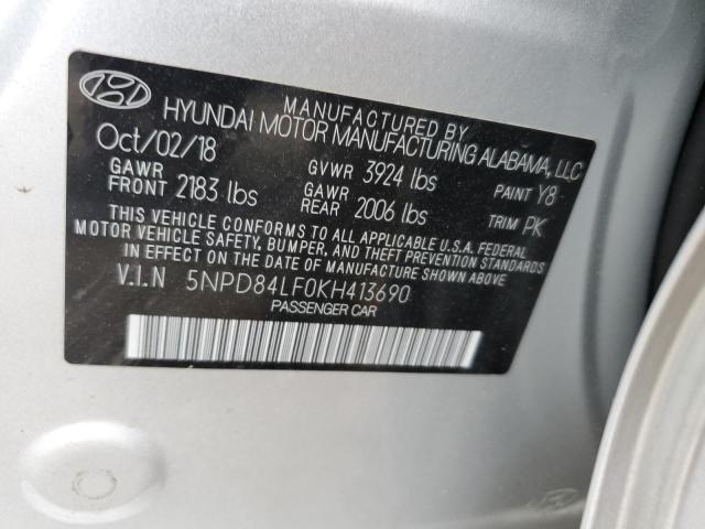 5NPD84LF0KH413690 Hyundai ELANTRA SEL