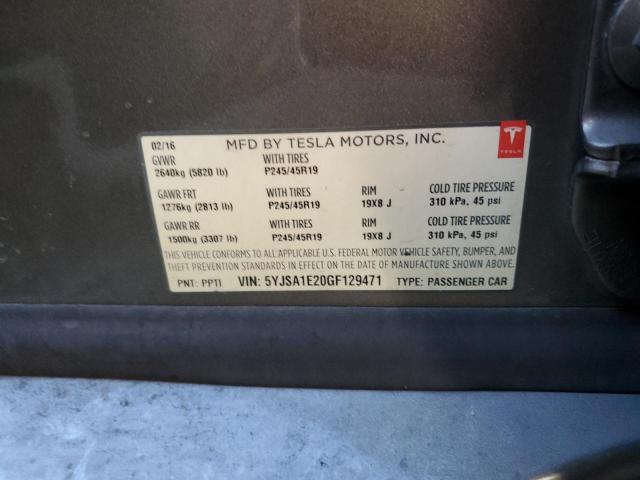 5YJSA1E20GF129471 Tesla MODEL S