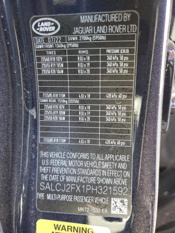 SALCJ2FX1PH321592 Land Rover Discovery Sport S