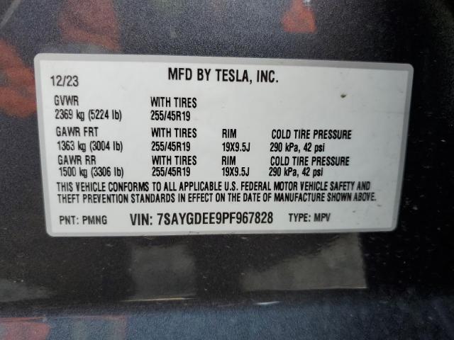 7SAYGDEE9PF967828 Tesla Model Y