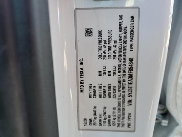 5YJ3E1EA3MF854848 Tesla MODEL 3