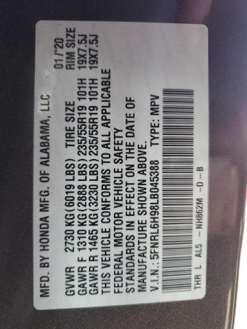 5FNRL6H98LB045388 Honda Odyssey Elite