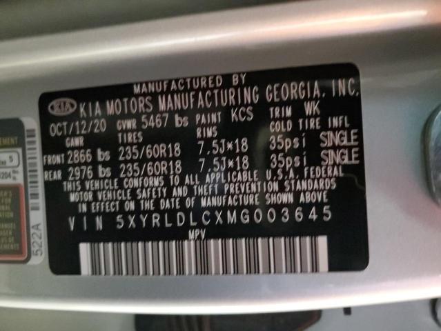 5XYRLDLCXMG003645 KIA SORENTO S