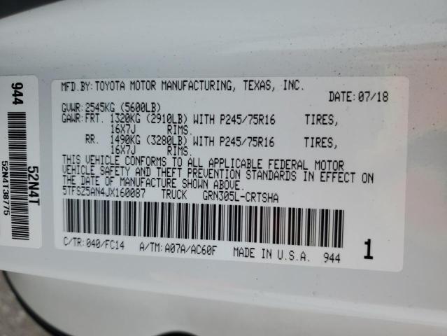 5TFSZ5AN4JX160087 Toyota Tacoma Access Cab