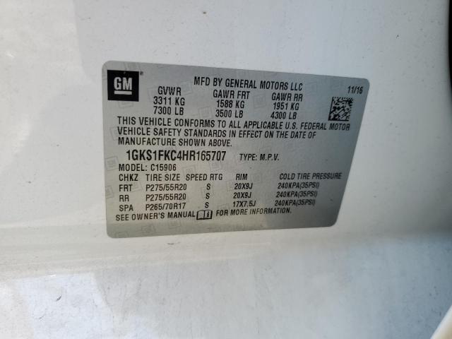 1GKS1FKC4HR165707 GMC Yukon Xl C1500 Sle