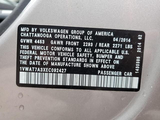 1VWAT7A3XEC092427 Volkswagen PASSAT S
