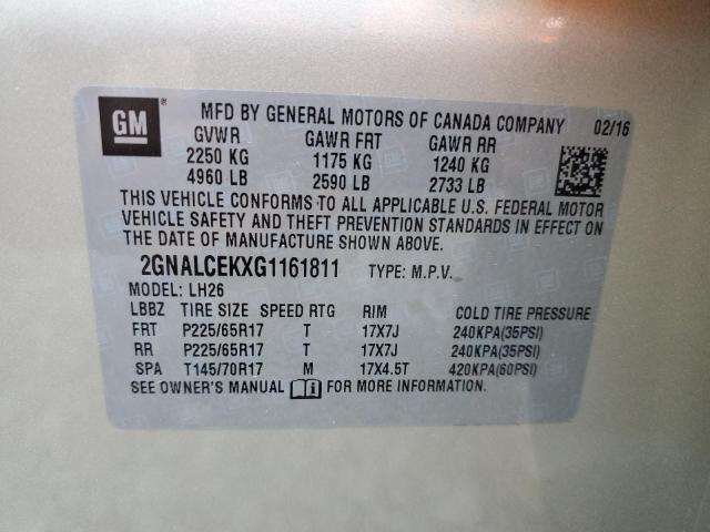 2GNALCEKXG1161811 Chevrolet EQUINOX LT