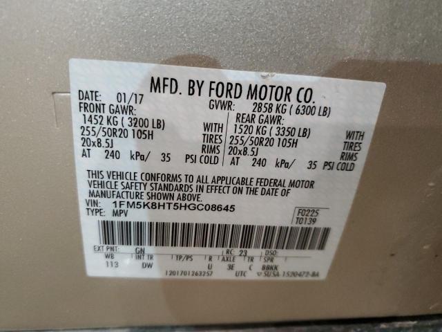 1FM5K8HT5HGC08645 Ford Explorer Platinum
