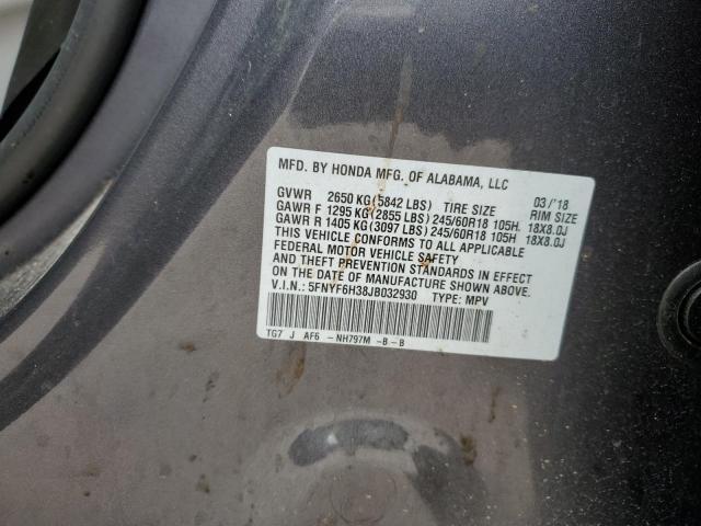 5FNYF6H38JB032930 Honda Pilot Ex
